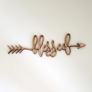Laser Cut Wood "Blessed" Wall or Shelf Decor